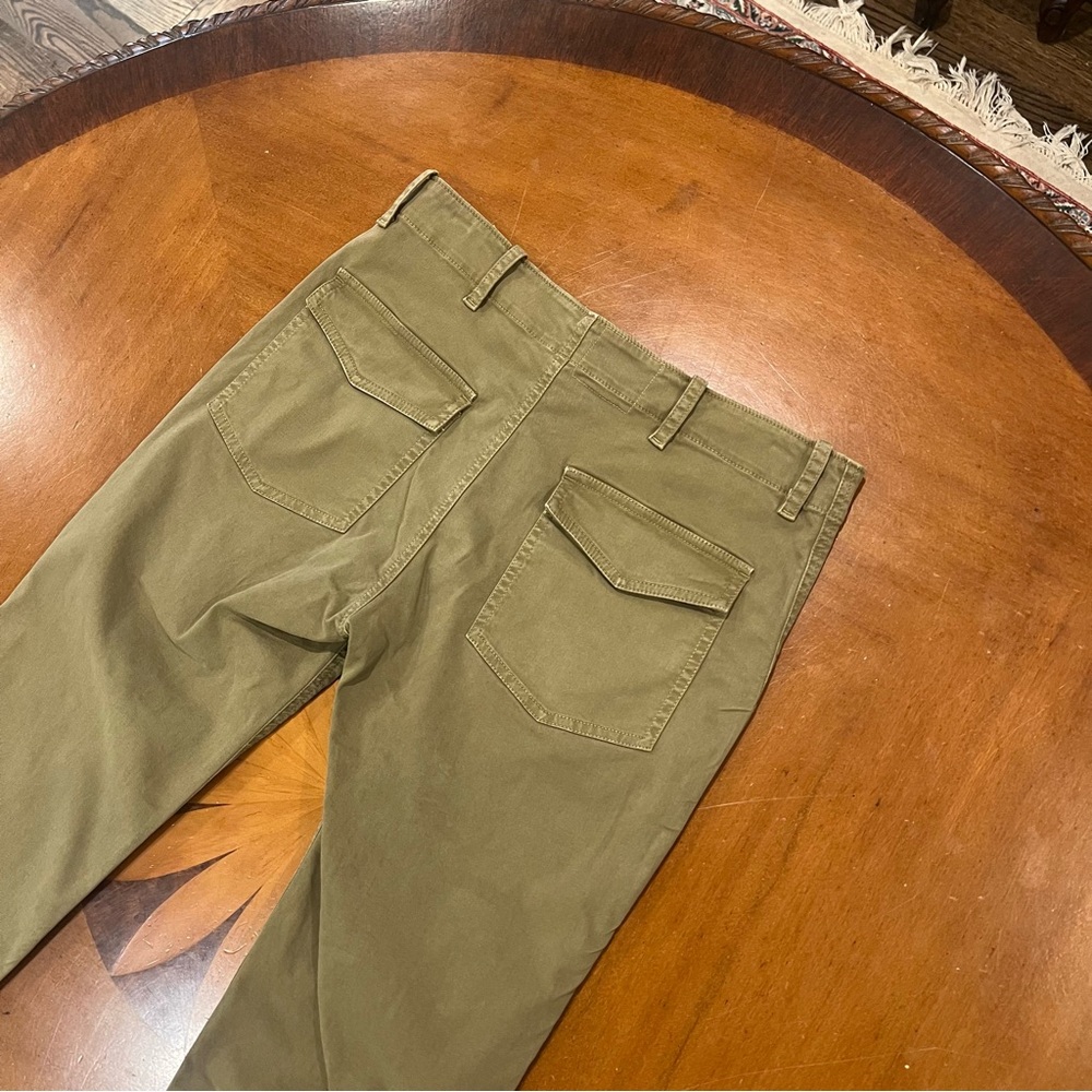 Nili Lotan Jenna Pant Low-Rise Twill Military Raw Hem Green Size 4 Patch Pockets - Picture 9 of 16